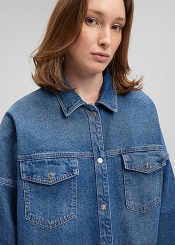 Mavi Jeans Çıtçıtlı Mavi Denim Gömlek Ceket