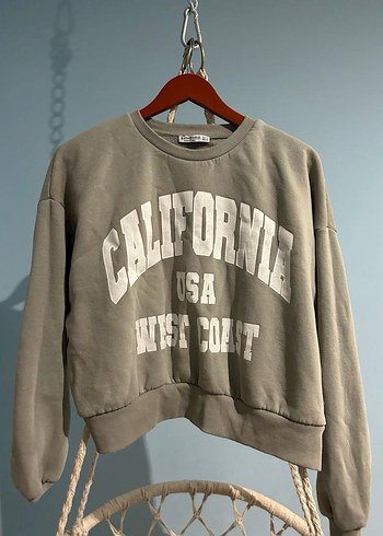 Çağla Yeşili Baskılı Kadın Sweatshirt