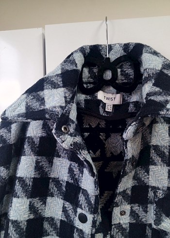 Lacivert Ekoseli Düğmeli Yün Gömlek Ceket - Görsel 3