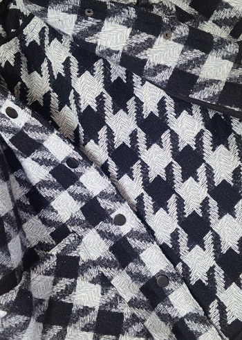 Lacivert Ekoseli Düğmeli Yün Gömlek Ceket - Görsel 8