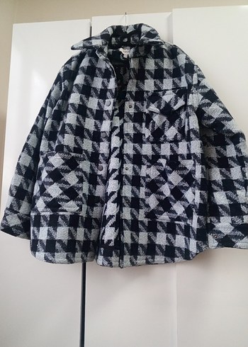 Lacivert Ekoseli Düğmeli Yün Gömlek Ceket - Görsel 2