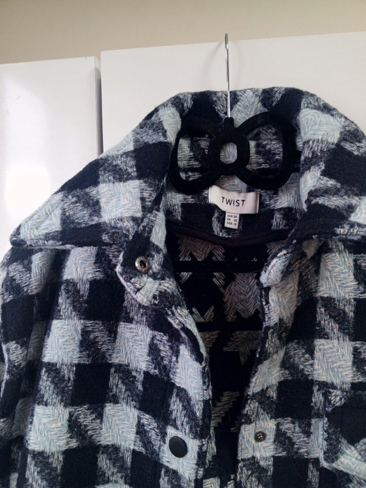 Lacivert Ekoseli Düğmeli Yün Gömlek Ceket - Görsel 3