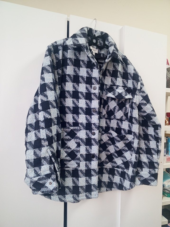 Lacivert Ekoseli Düğmeli Yün Gömlek Ceket - Görsel 5