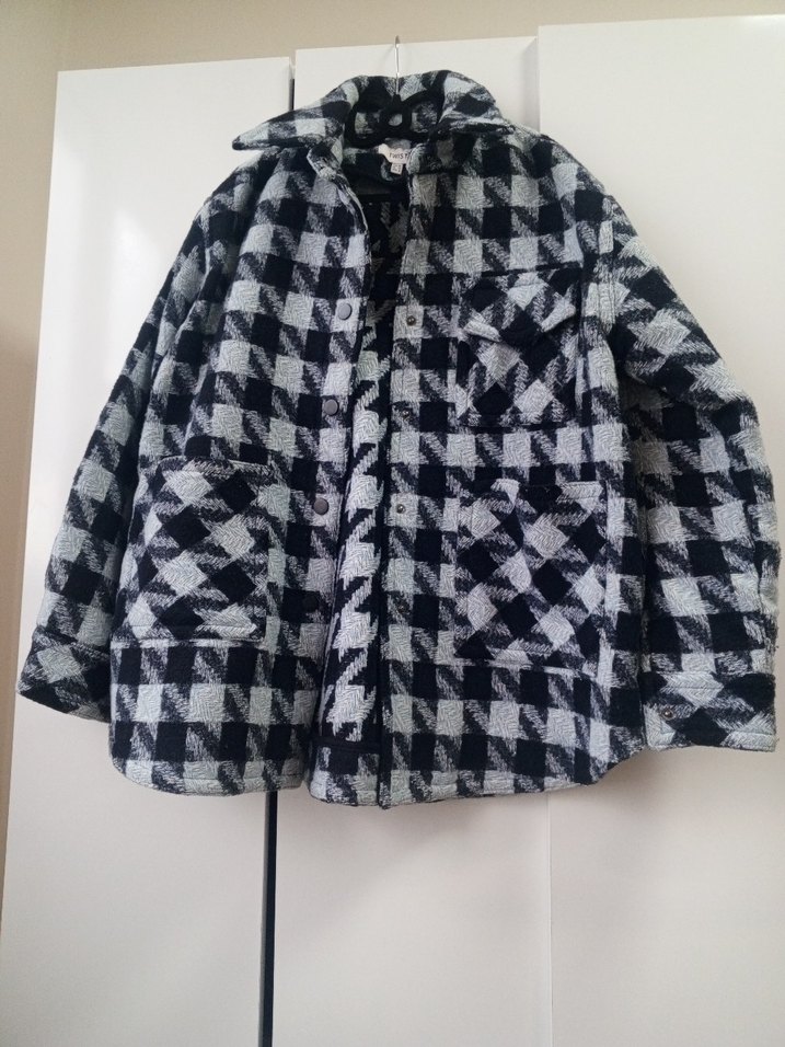 Lacivert Ekoseli Düğmeli Yün Gömlek Ceket - Görsel 2