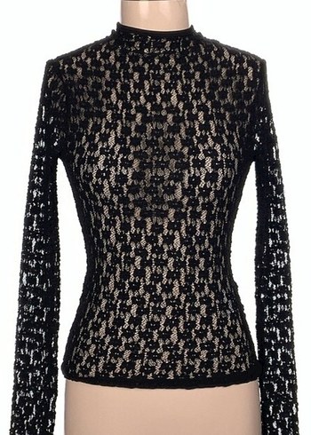 Dantel Detaylı Siyah Uzun Kollu Bluz - Görsel 3