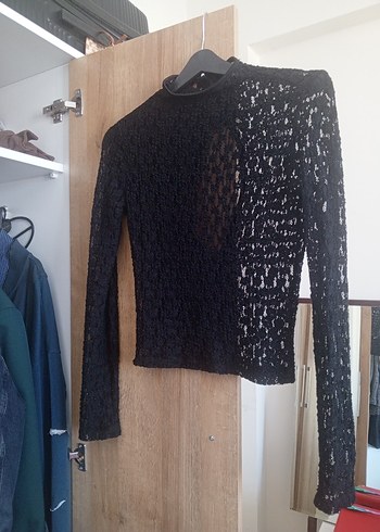 Dantel Detaylı Siyah Uzun Kollu Bluz - Görsel 10