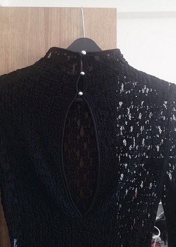 Dantel Detaylı Siyah Uzun Kollu Bluz - Görsel 9