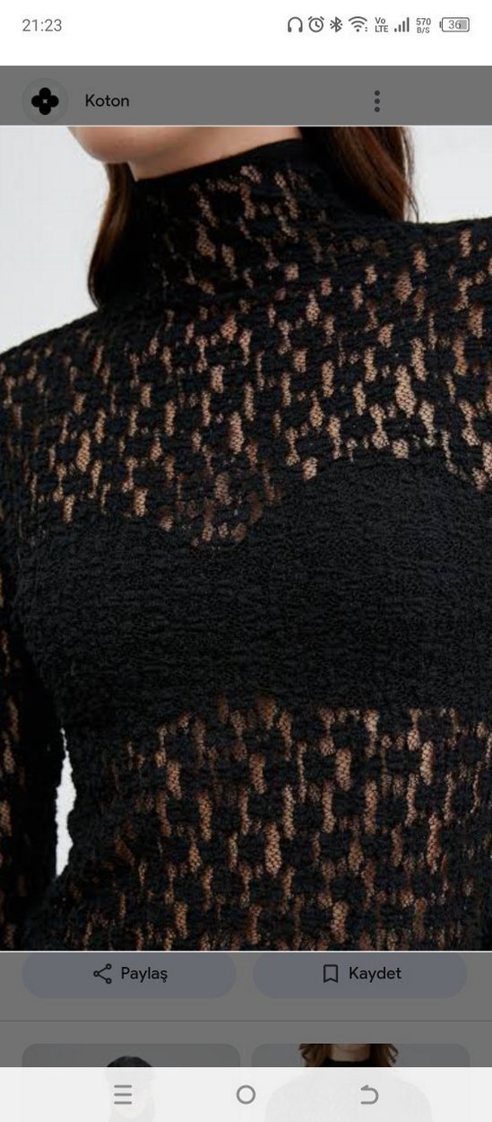 Dantel Detaylı Siyah Uzun Kollu Bluz - Görsel 5