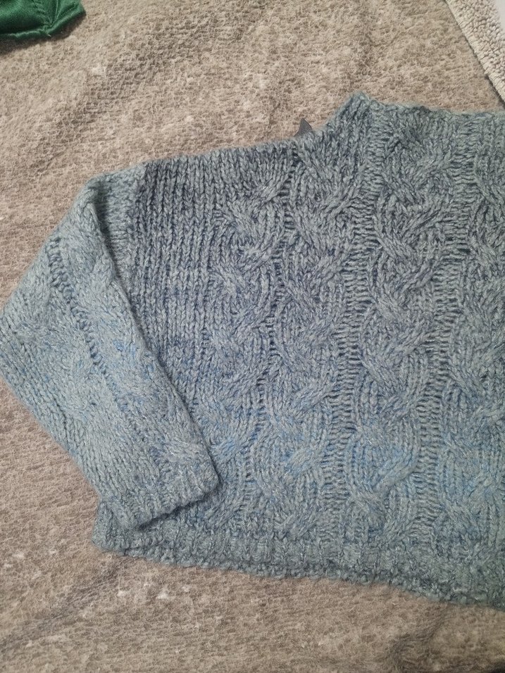 Mavi Gri Saç Örgü Kazak - Görsel 4