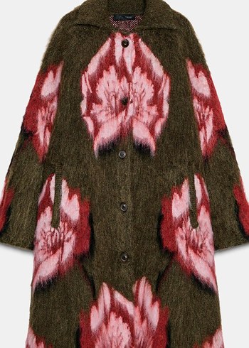 Batik Desenli Fırçalanmış Jakar Örgü Kaban - Görsel 3