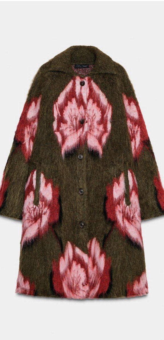 Batik Desenli Fırçalanmış Jakar Örgü Kaban - Görsel 3