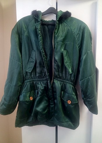 Yeşil Saten Midi Kaban - Görsel 8