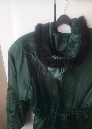 Yeşil Saten Midi Kaban - Görsel 6