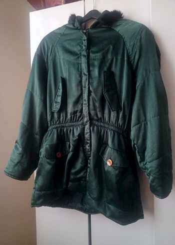 Yeşil Saten Midi Kaban - Görsel 3