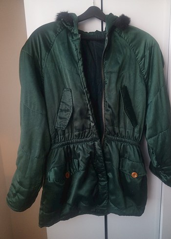 Yeşil Saten Midi Kaban - Görsel 7