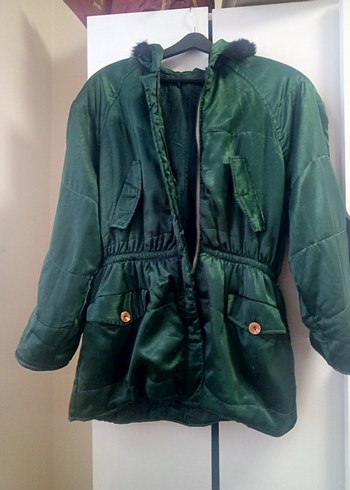 Yeşil Saten Midi Kaban - Görsel 9