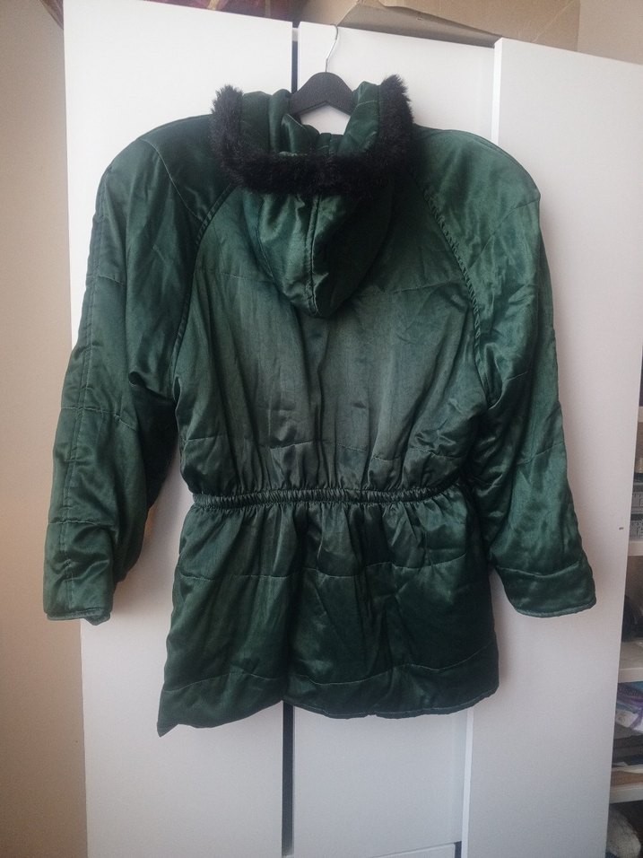 Yeşil Saten Midi Kaban - Görsel 5