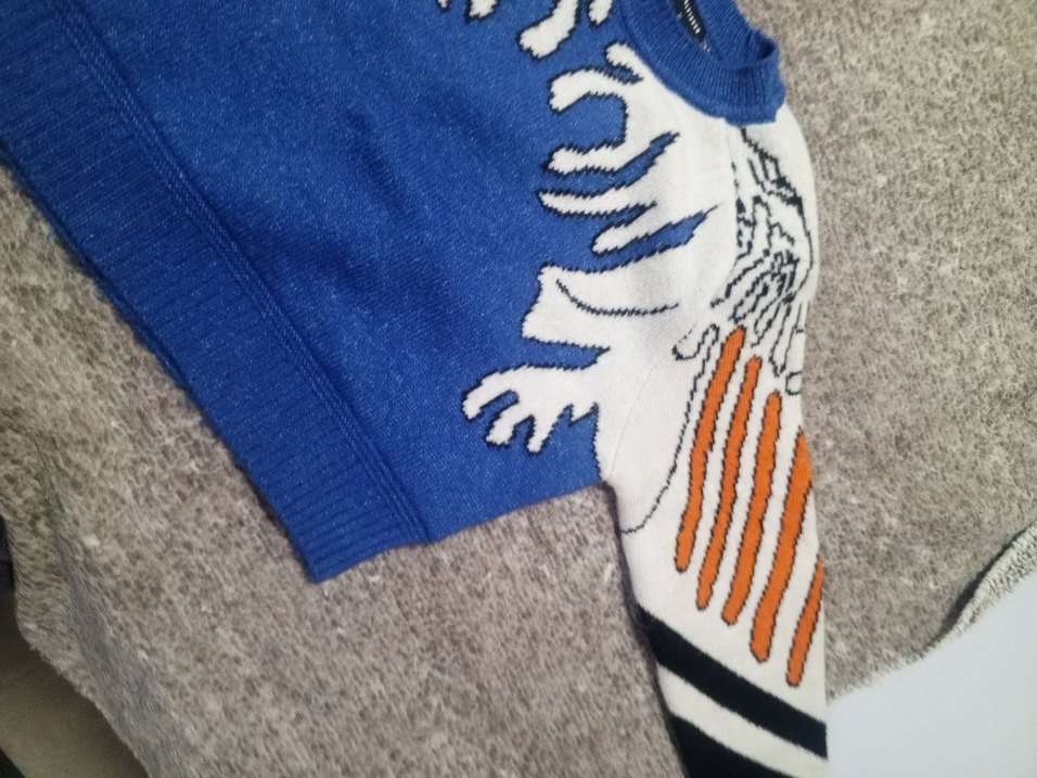 Zeynep TosunxMilla Desenli Mavi Vatkalı Kazak - Görsel 2