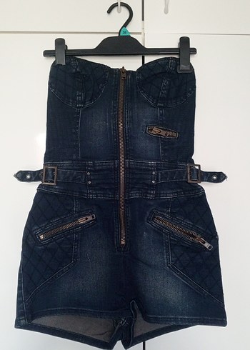 Şortlu Denim Tulum