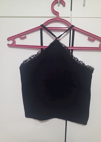 Siyah Dantel Crop Top