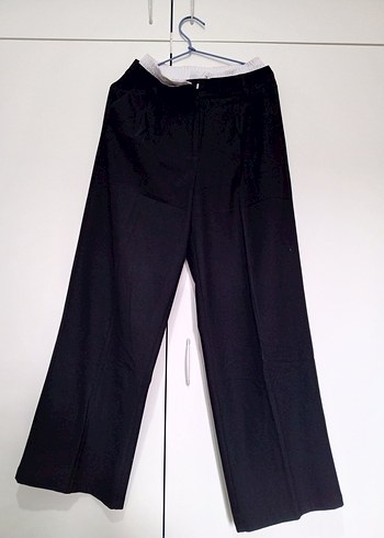 Boxer Detaylı Siyah Palazzo Kumaş Pantolon