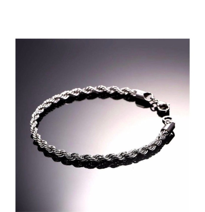 Gümüş Renk Erkek Zincir Bileklik - Görsel 2
