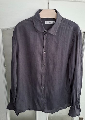 Gri Keten Erkek Gömlek - Görsel 3