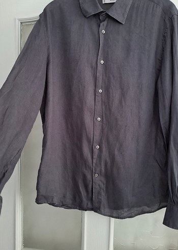 Gri Keten Erkek Gömlek - Görsel 2