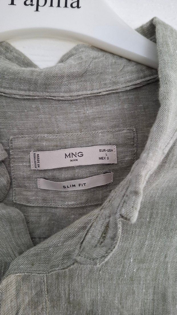 Yeşil Keten Uzun Kollu Erkek Gömlek - Görsel 3