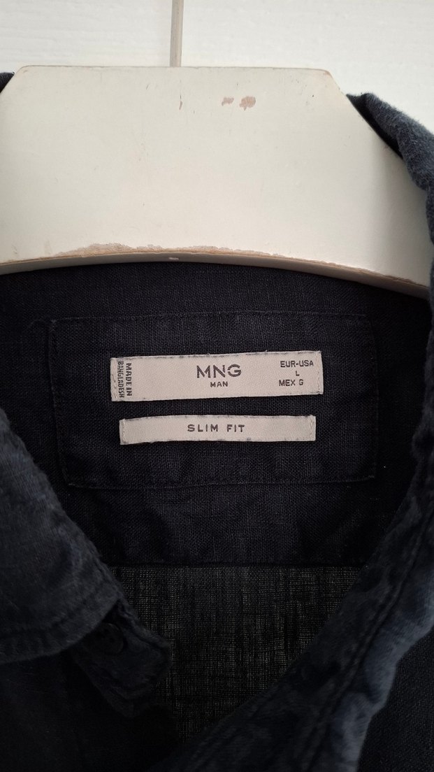 Siyah %100 Keten Erkek Gömlek Uzun Kollu - Görsel 2