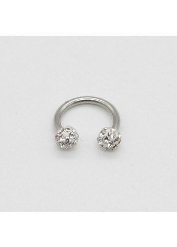 Parlak Gri Tokalı Minimalist Kadın Piercing - Görsel 3