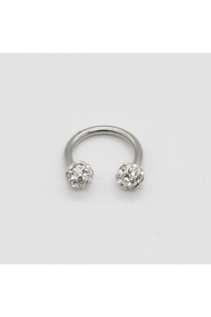 Parlak Gri Tokalı Minimalist Kadın Piercing - Görsel 3