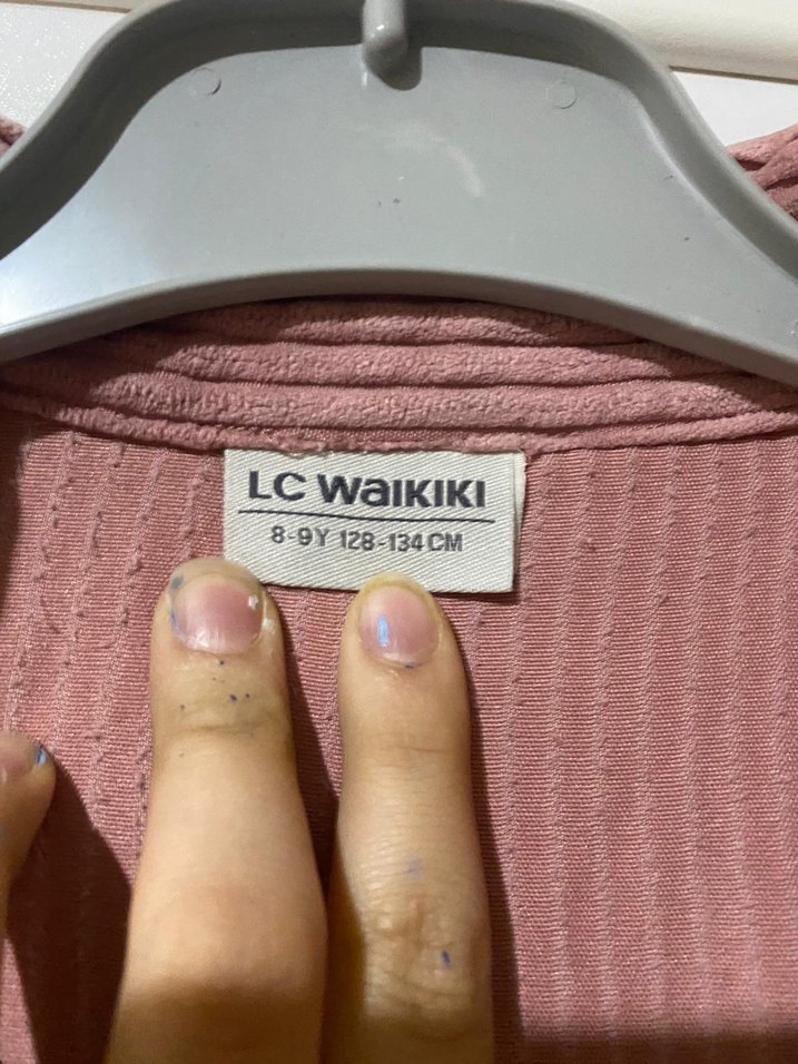 Pudra Renk Kız çocuk Uzun Kollu Keten Gömlek - Görsel 2