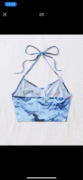 Sheinside shein mavi okyanus crop top bluz mini üst