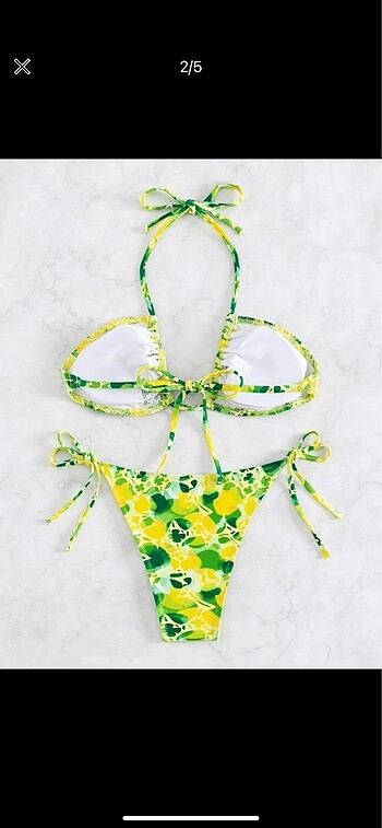 Sheinside Shein limon desenli bikini takımı