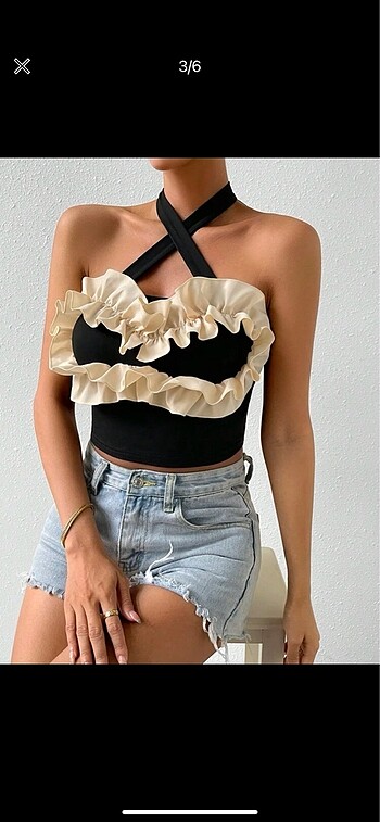 s Beden shein boyundan askılı crop top bluz askılı