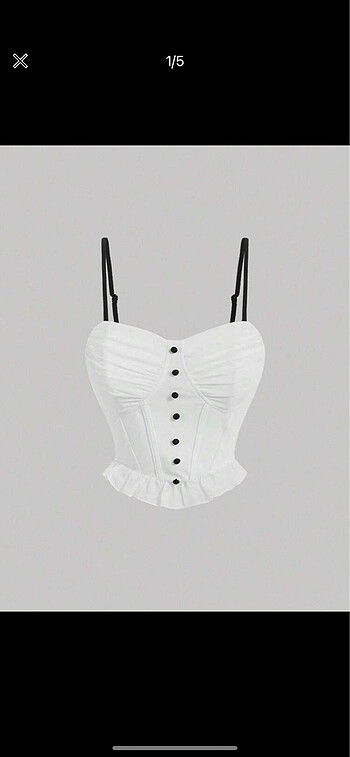 shein düğmeli askılı crop top şık abiye bluz