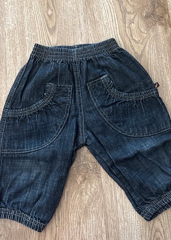 Kız Çocuk Bol Kesim Mavi Denim Pantolon