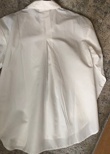 Düğmeli Beyaz Pamuklu taşlı Kadın Gömlek - Görsel 4