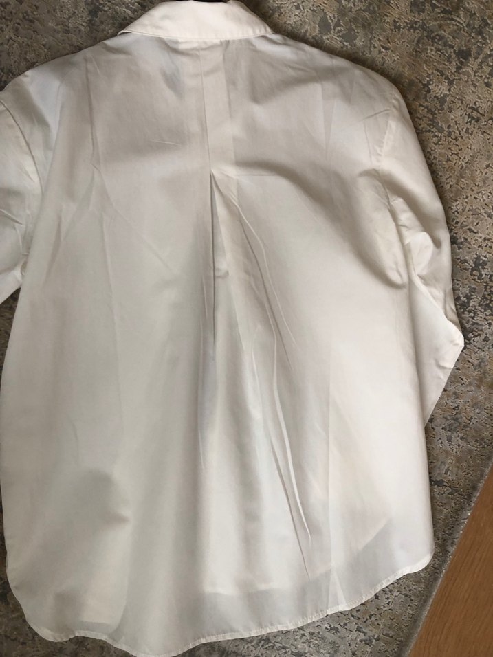 Düğmeli Beyaz Pamuklu taşlı Kadın Gömlek - Görsel 4