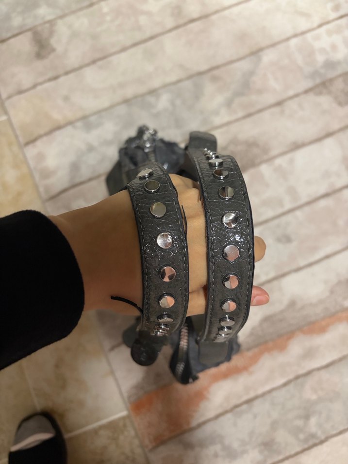 Gri Yılan Derisi Desenli Deri Çanta - Görsel 2