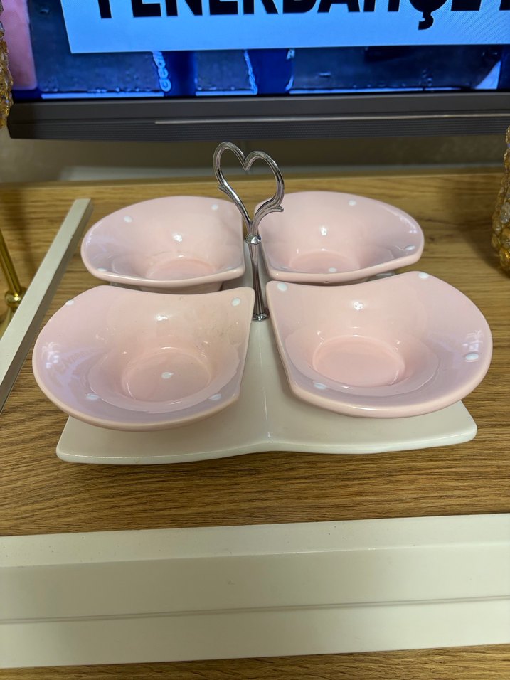 Pembe Puantiyeli Pastel 4'lü Servis Kasesi - Görsel 2