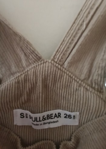 Pull and Bear Bej Keten Midi Kadın Tulum