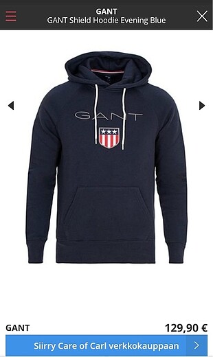 Gant Lacivert kapüşonlu sweatshirt (erkek)