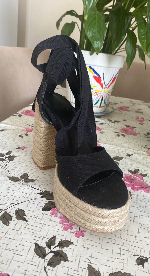Bilek Kayışlı Çok bantlı Jüt Topuklu Sandalet - Görsel 2