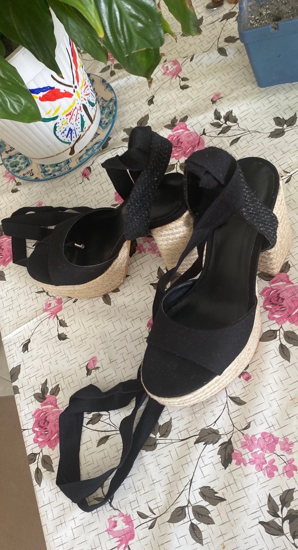 Bilek Kayışlı Çok bantlı Jüt Topuklu Sandalet - Görsel 5