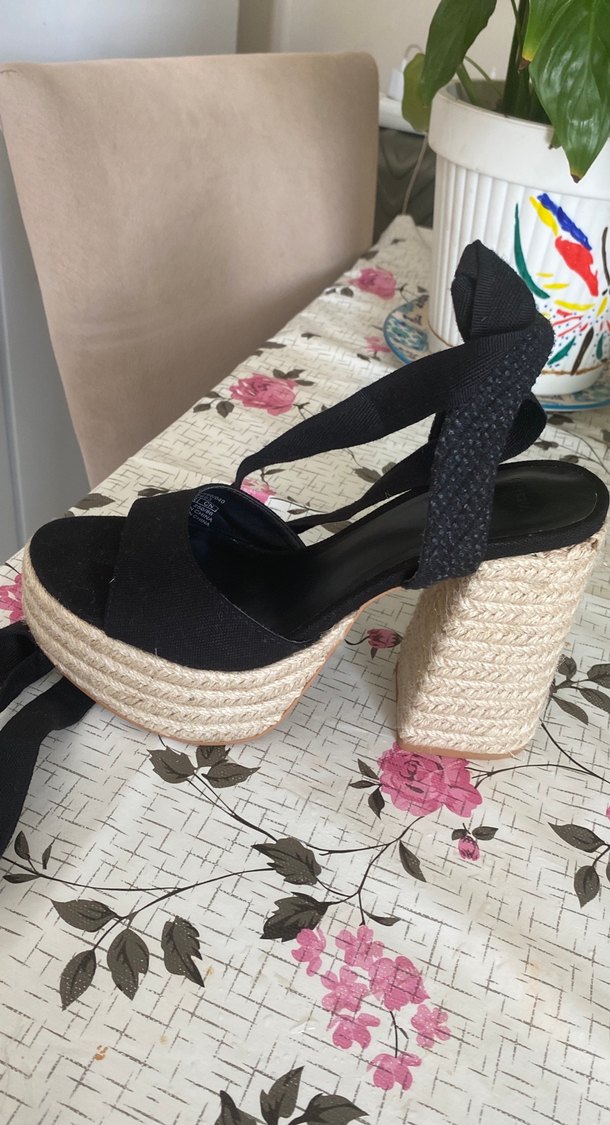 Bilek Kayışlı Çok bantlı Jüt Topuklu Sandalet - Görsel 4