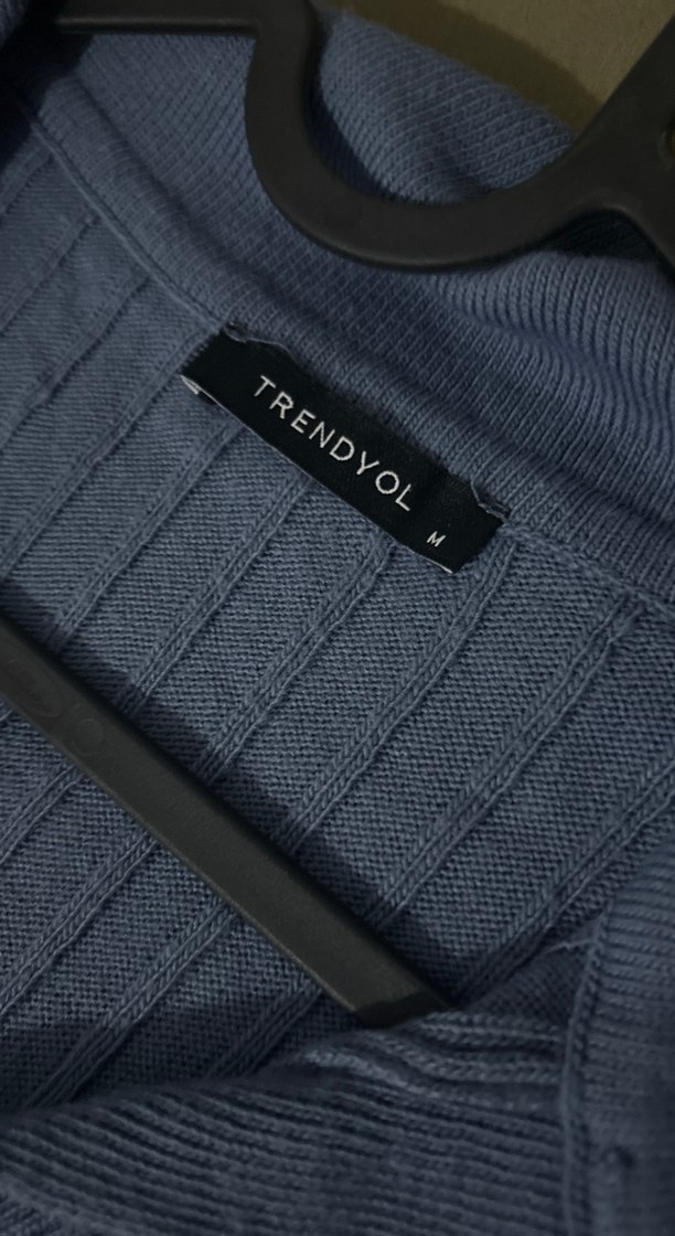 Uzun Kollu Lacivert Triko Kadın Kazak - Görsel 2
