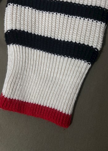 Çizgili Boğazlı Kadın Triko Kazak - Görsel 2