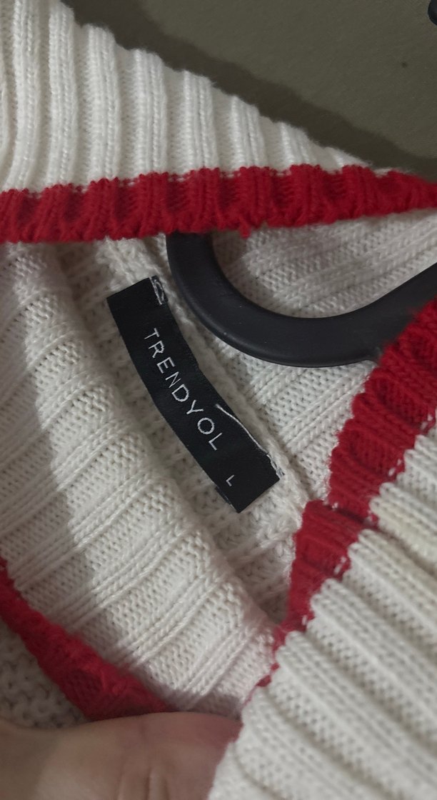 Çizgili Boğazlı Kadın Triko Kazak - Görsel 5